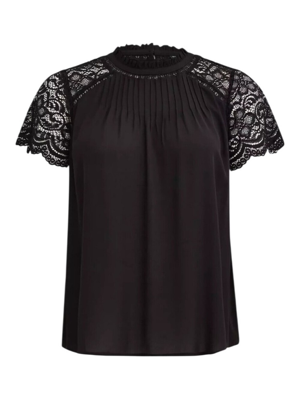 Torrid 0 Black Lace Shoulder Short Sleeve Women's Blouse Nwt